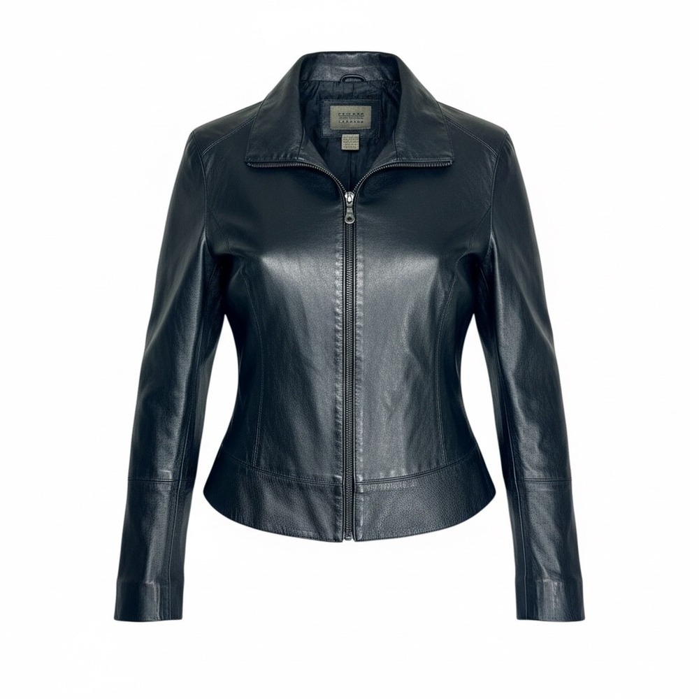 John Paul Richard Uniform Leather Jacket Women XL Black Zip Front Moto